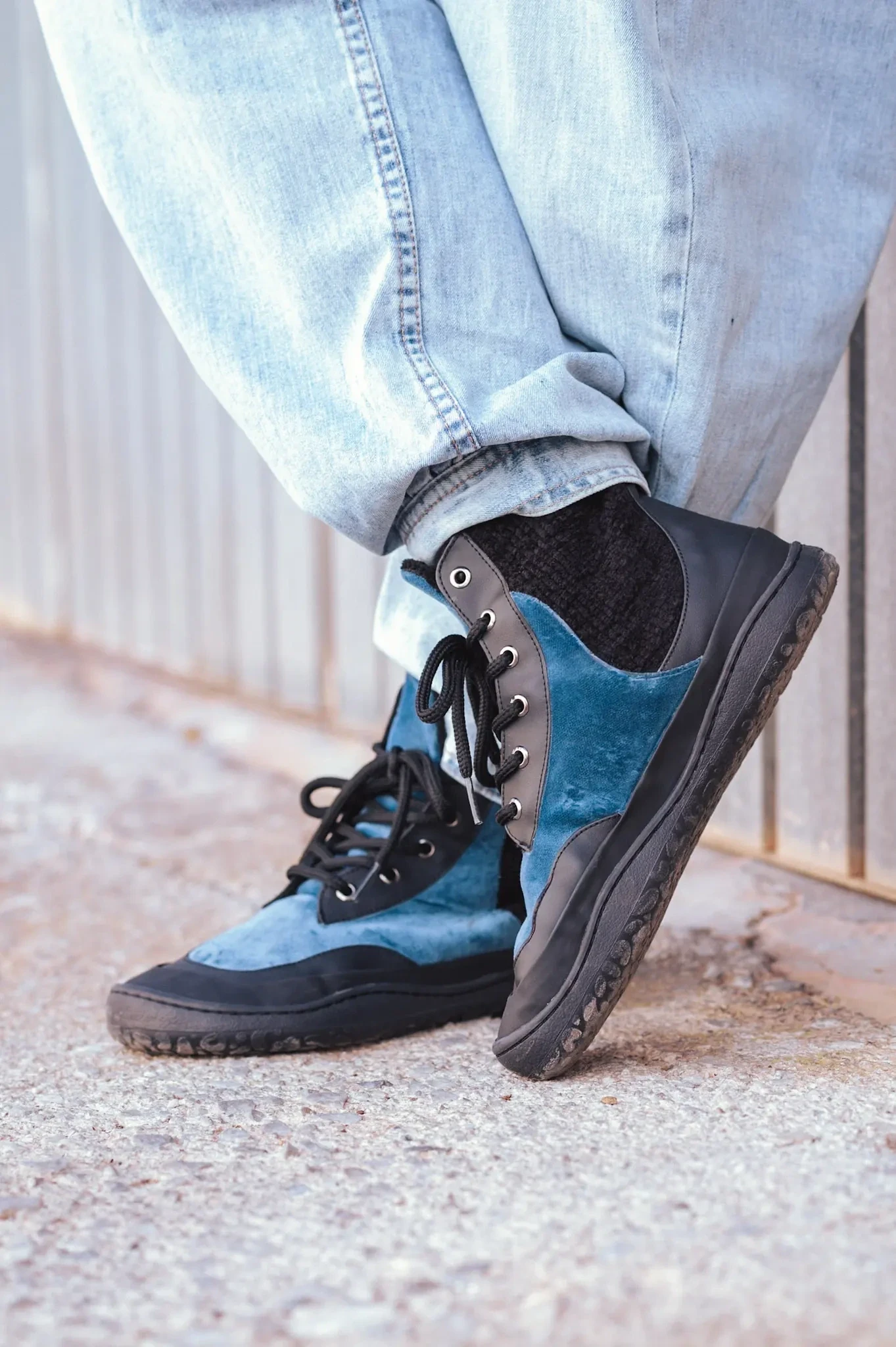 Босоногие ботинки Sambas the bambas Eclipse — синие с чёрным, фото 12